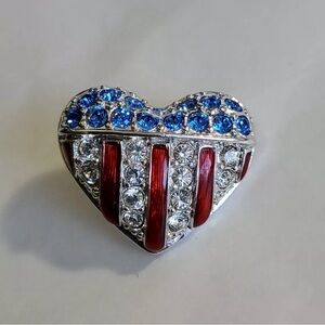 Swarovski Brave Heart American
Flag Tack Pin Red White Blue
Patriotic